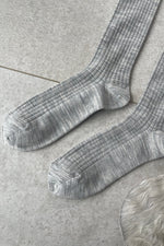 Load image into Gallery viewer, Schoolgirl socks merino wool blend (grey melange)
